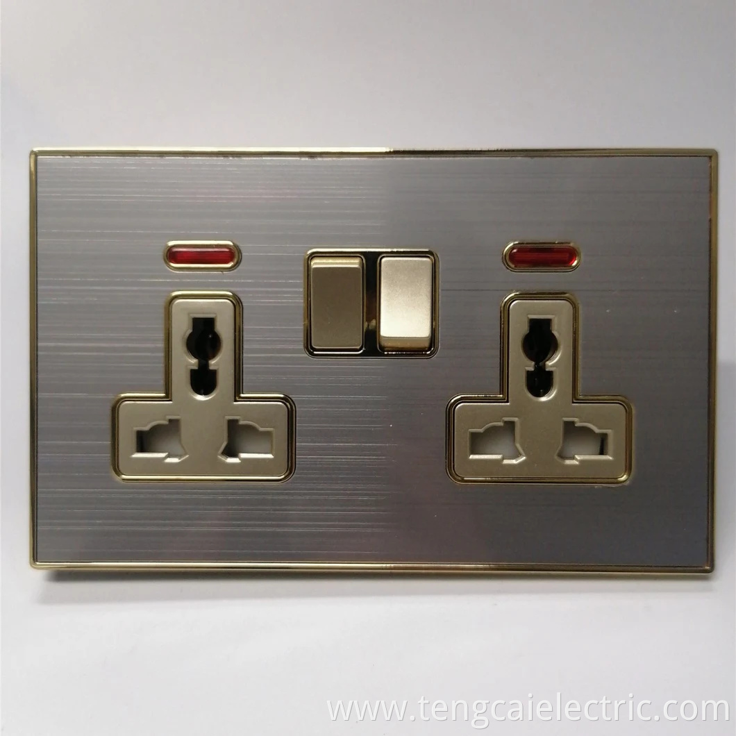 UK Plastic Electrical Wall Light Switch Socket 2 Gang